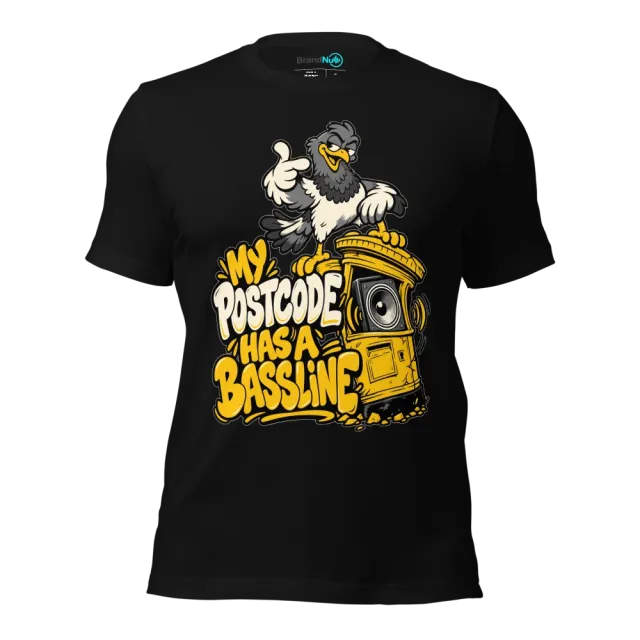 MY POSTCODE HAS A BASSLINE T-SHIRT