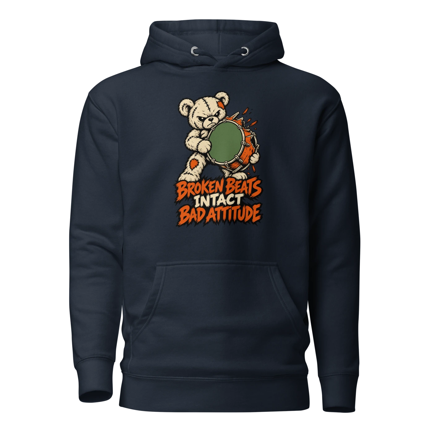 BROKEN BEATS INTACT BAD ATTITUDE Hoodie Navy Blazer Front