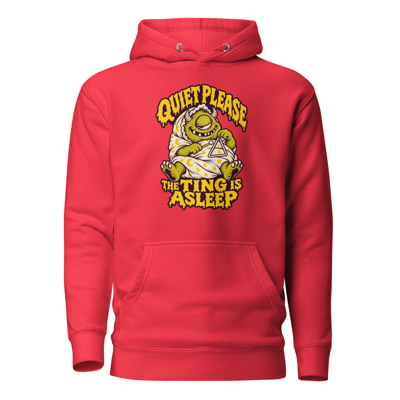QUIET PLEASE THE TING IS ASLEEP Hoodie Team Red Front