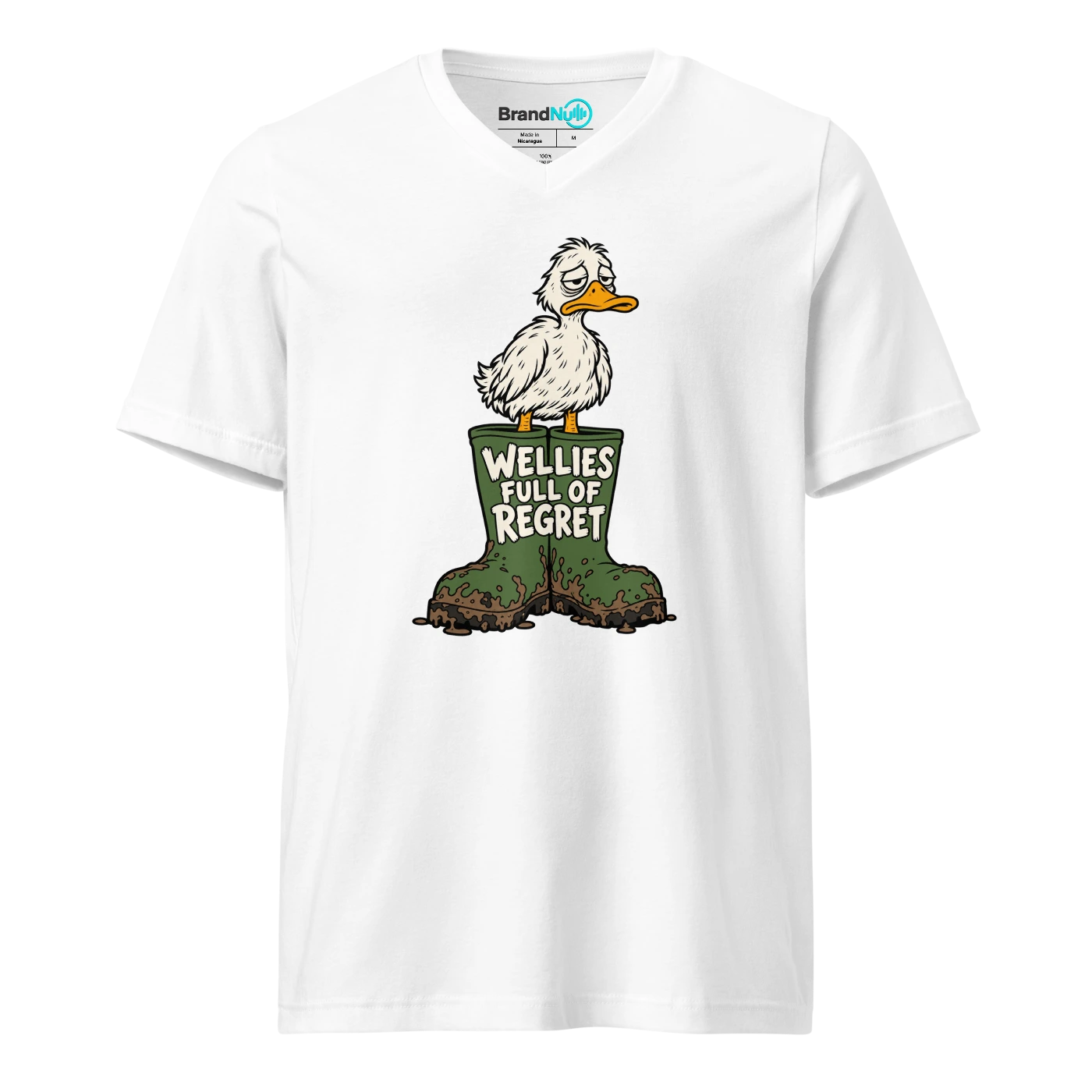 WELLIES FULL OF REGRET V-neck T Shirt White Front