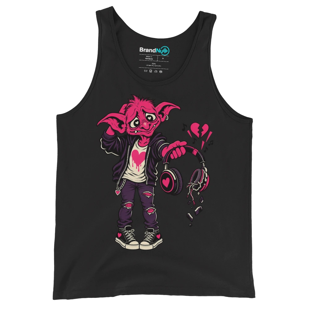 THE LOVE GOBLIN HAS FAILED THE VIBE CHECK Tank Top Black Front