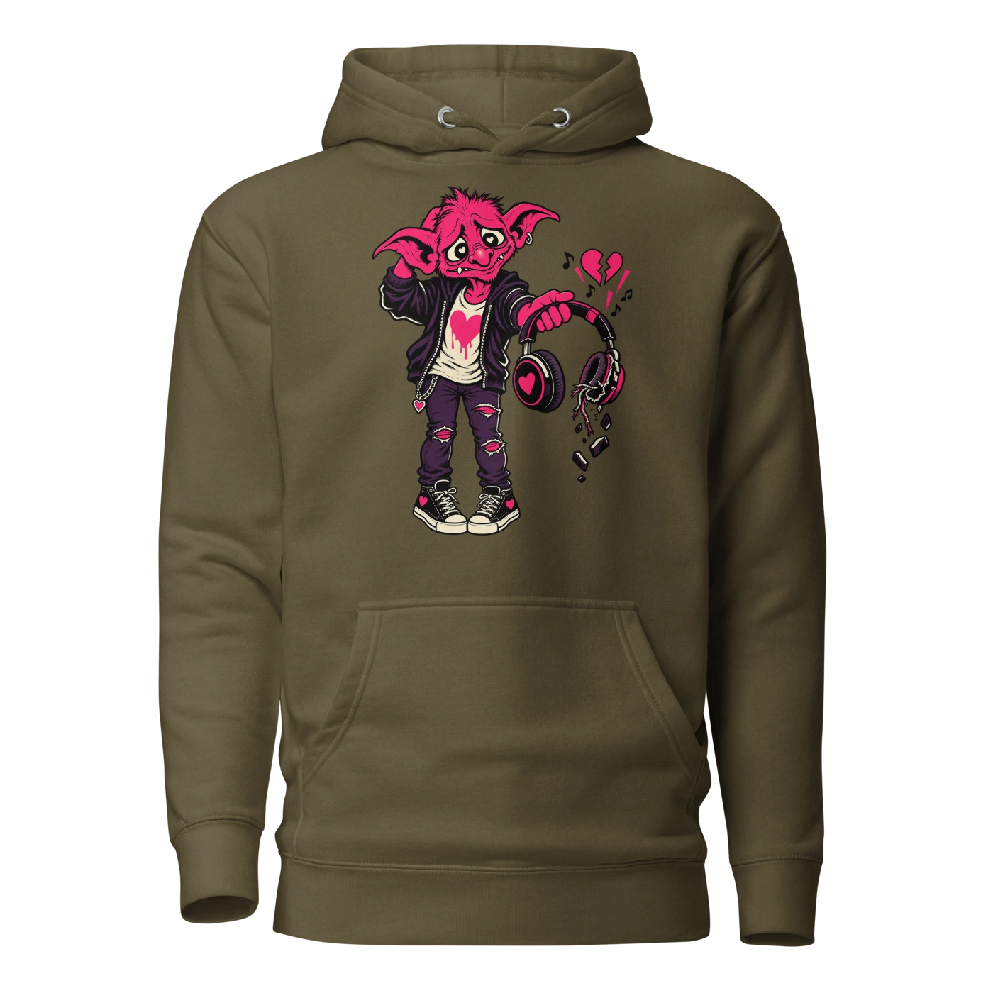 THE LOVE GOBLIN HAS FAILED THE VIBE CHECK Hoodie Military Green Front