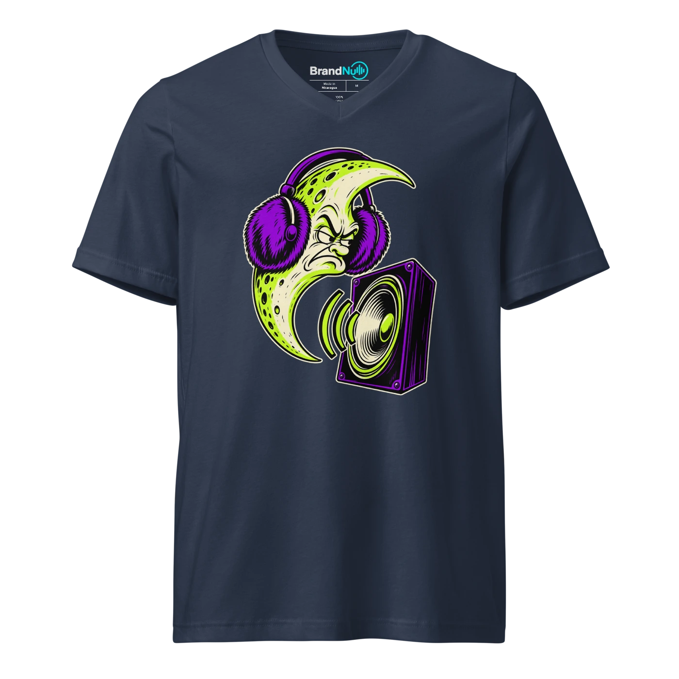 THE MOON IS MY NOISE COMPLAINT DEPARTMENT V-neck T Shirt Navy Front