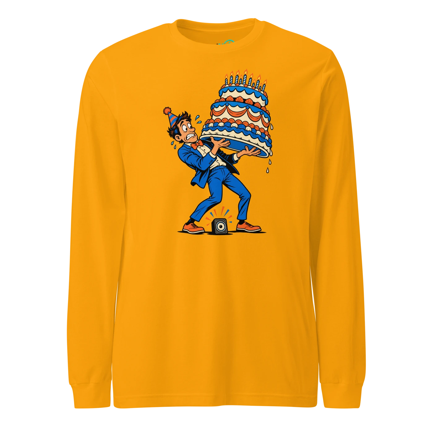 I DROPPED THE BASS NOT THE FUCKING CAKE Long Sleeve T Shirt Gold Front