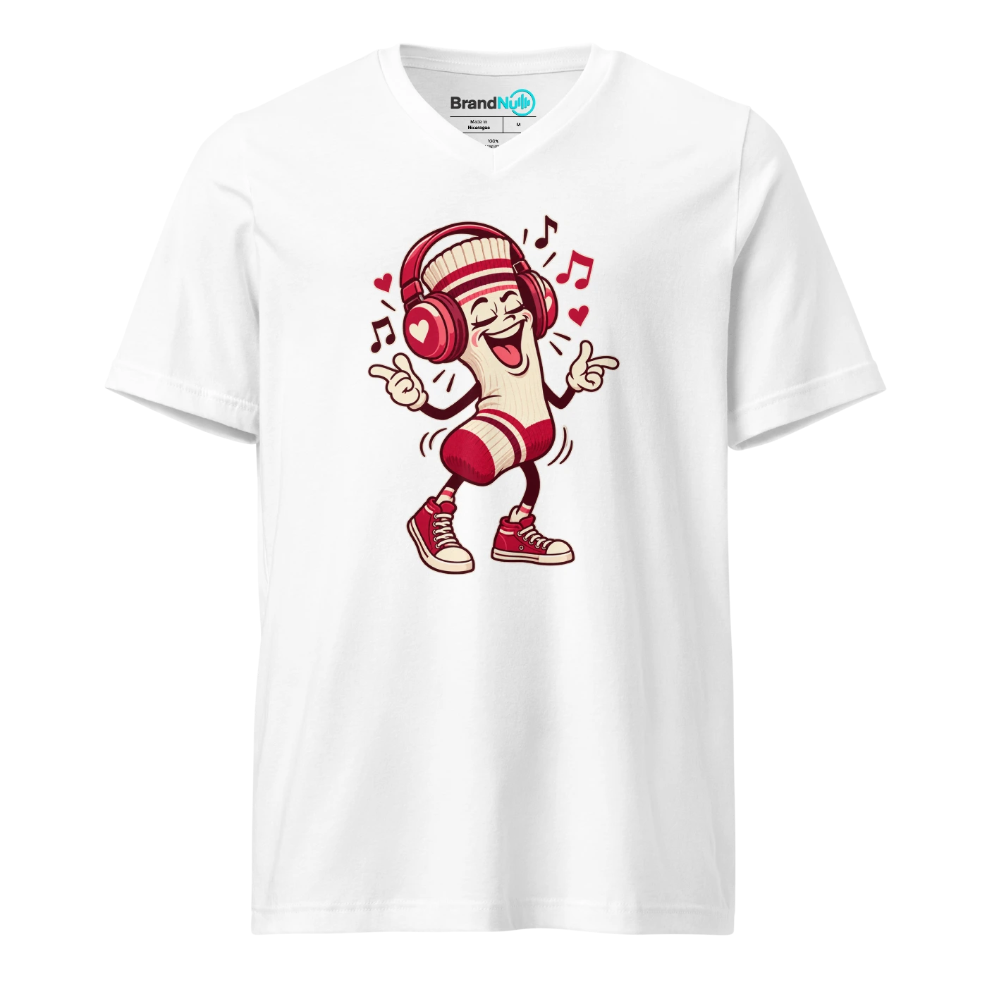 THE SINGLE SOCK HAS EXCELLENT MUSIC TASTE V-neck T Shirt White Front
