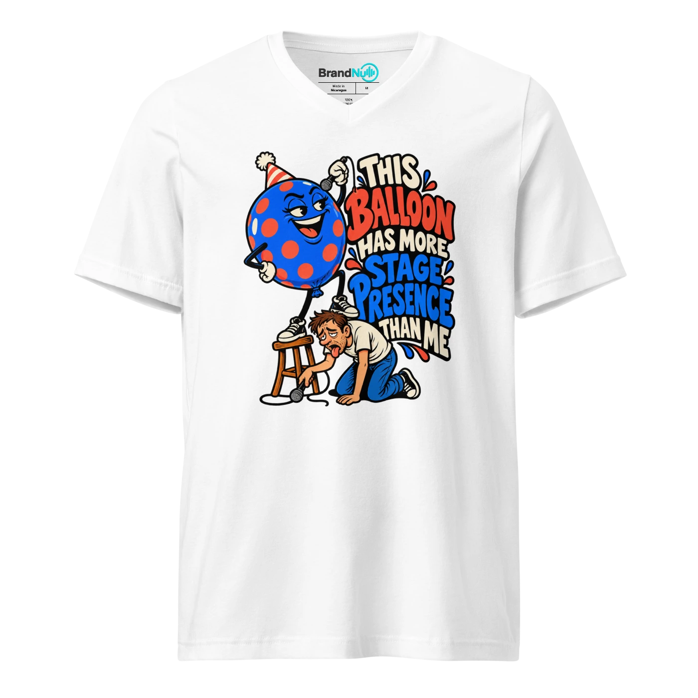 THIS BALLOON HAS MORE STAGE PRESENCE THAN ME V-neck T Shirt White Front