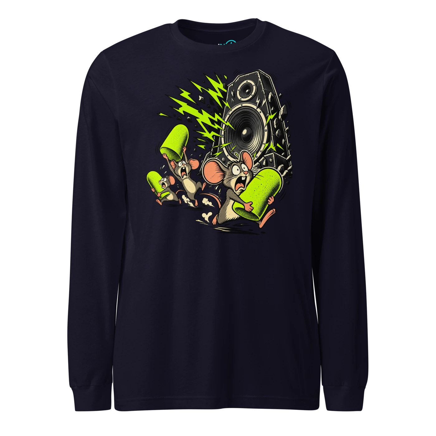 MY EARPLUGS HAVE LEFT THE BUILDING Long Sleeve T Shirt Navy Front