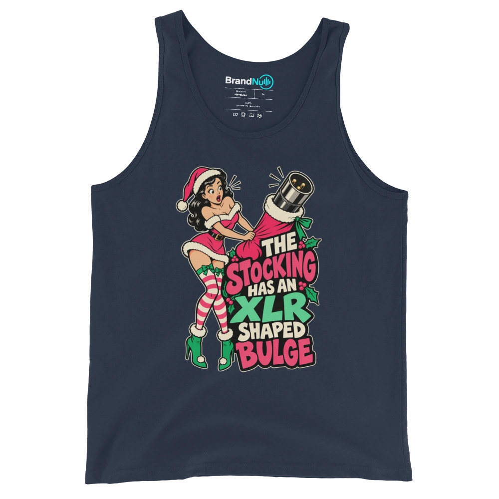 THE STOCKING HAS AN XLR SHAPED BULGE Tank Top Navy Front