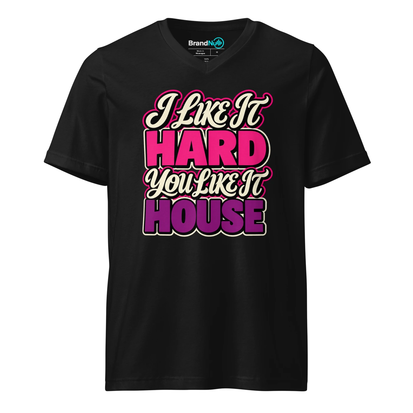 I LIKE IT HARD YOU LIKE IT HOUSE V-neck T Shirt Black Front
