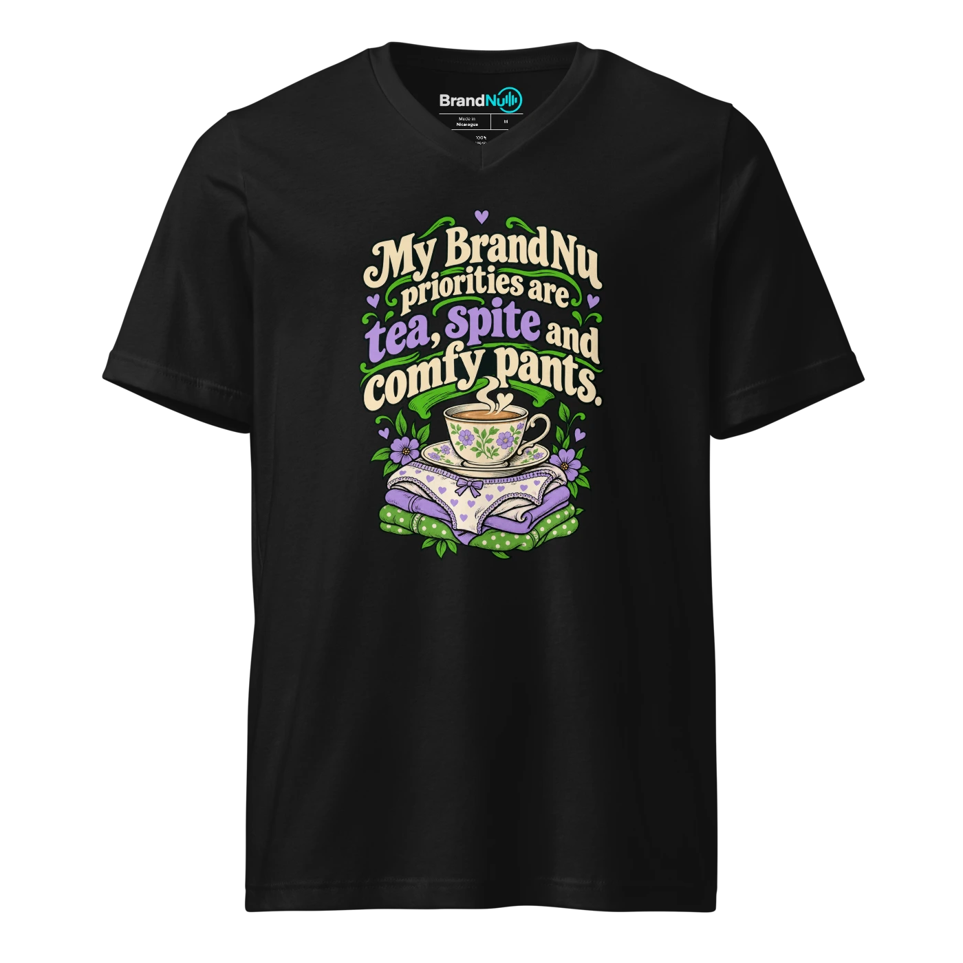 My BrandNu priorities are tea, spite and comfy pants V-neck T-SHIRT