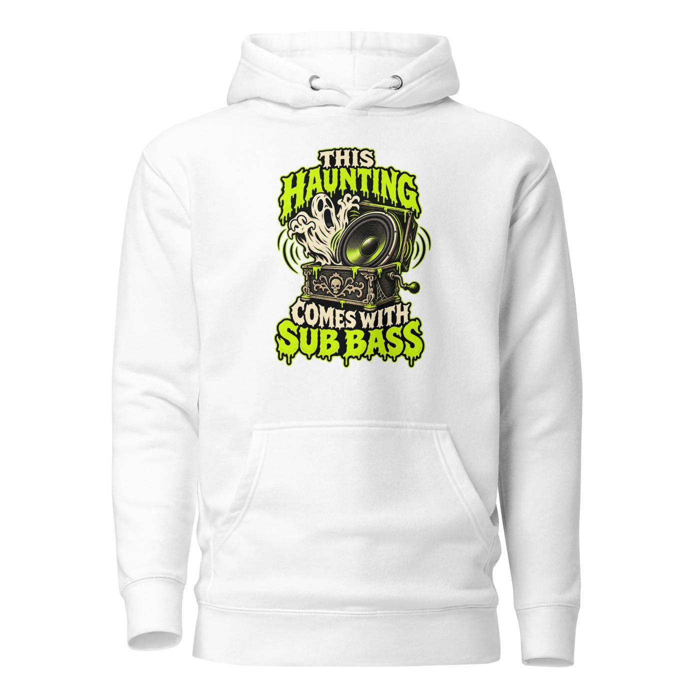 THIS HAUNTING COMES WITH SUB BASS Hoodie White Front