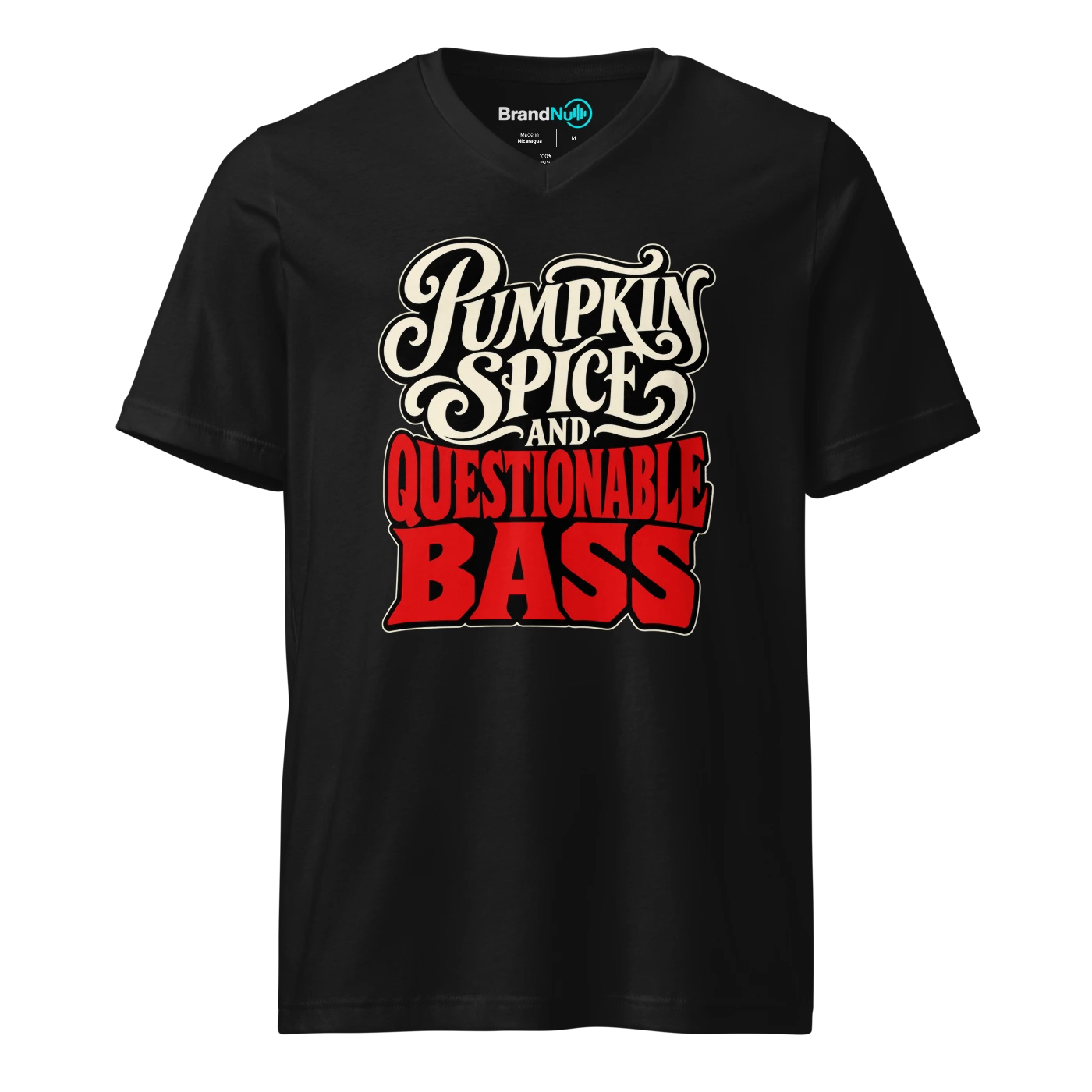 PUMPKIN SPICE AND QUESTIONABLE BASS V-neck T-SHIRT