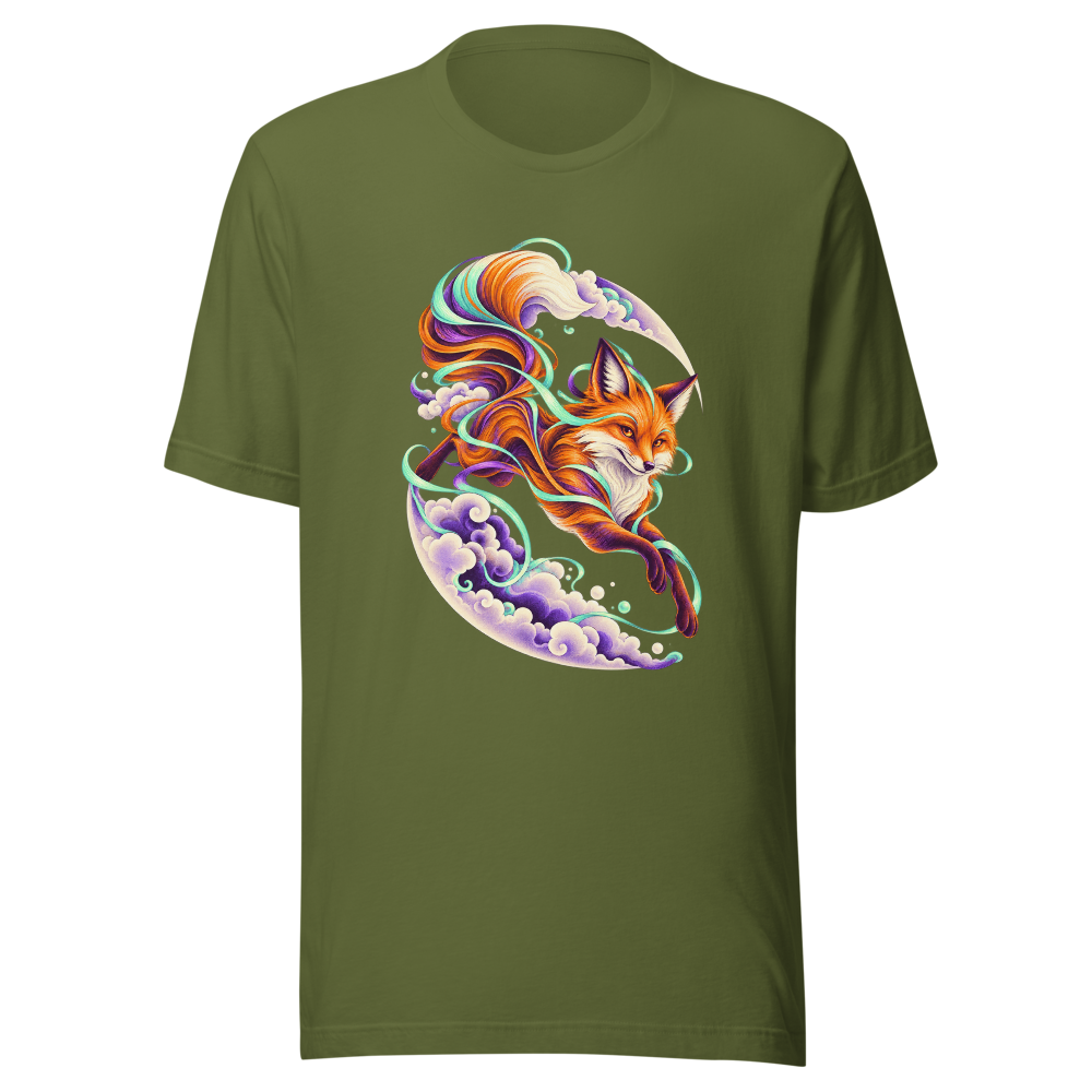 Neon Fox Cloud T Shirt Olive Front