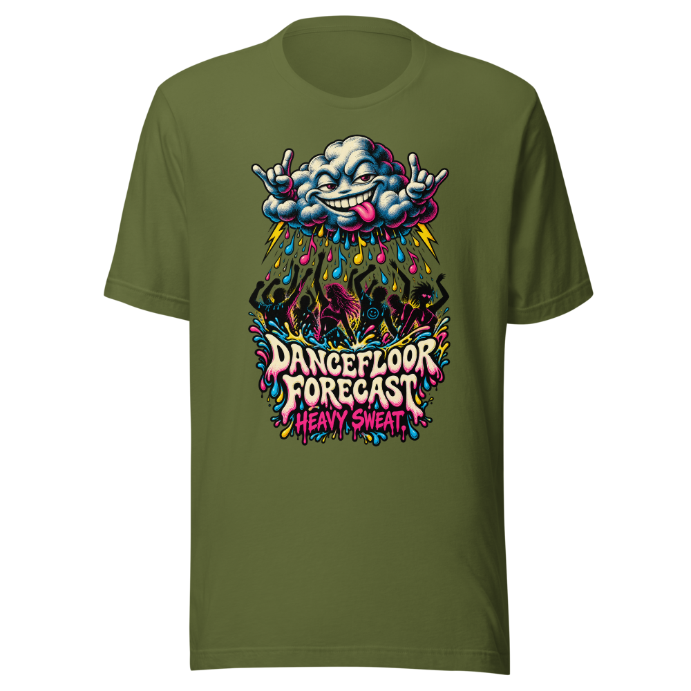 Dancefloor Forecast Heavy Sweat T Shirt Olive Front