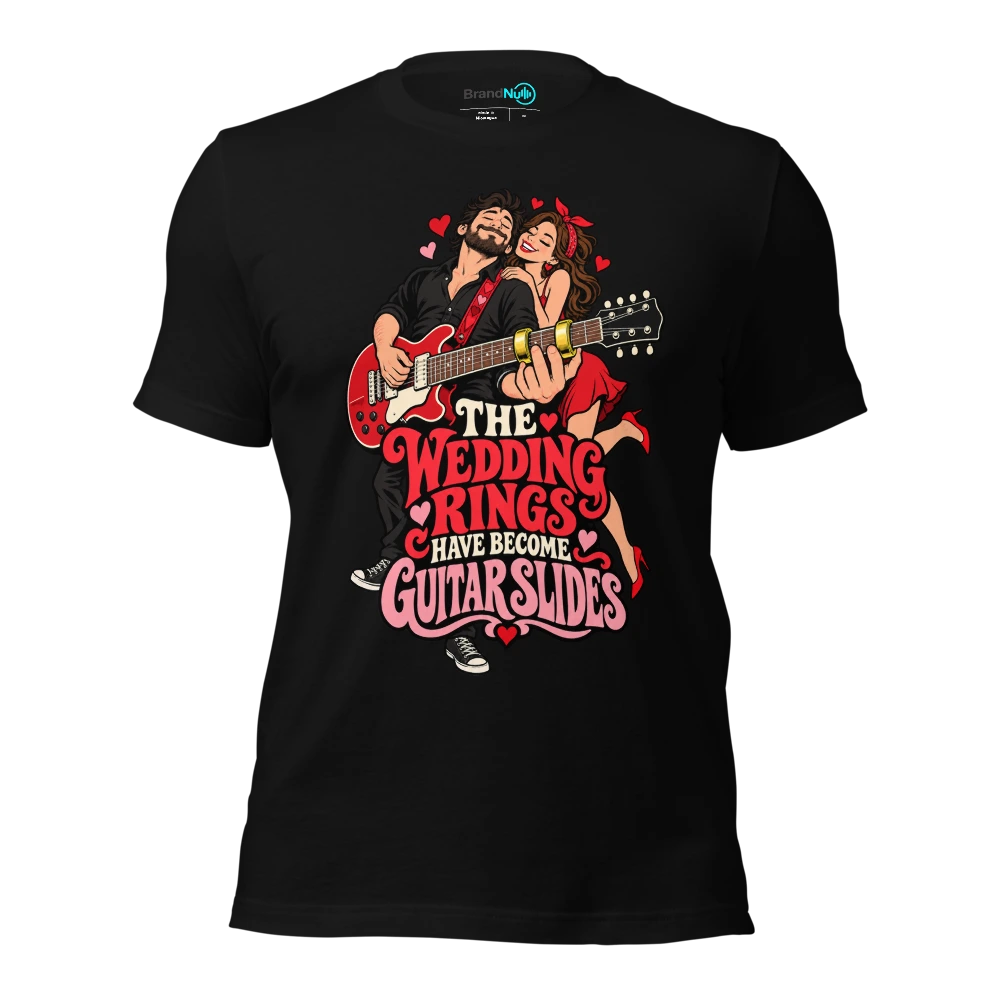THE WEDDING RINGS HAVE BECOME GUITAR SLIDES T-SHIRT