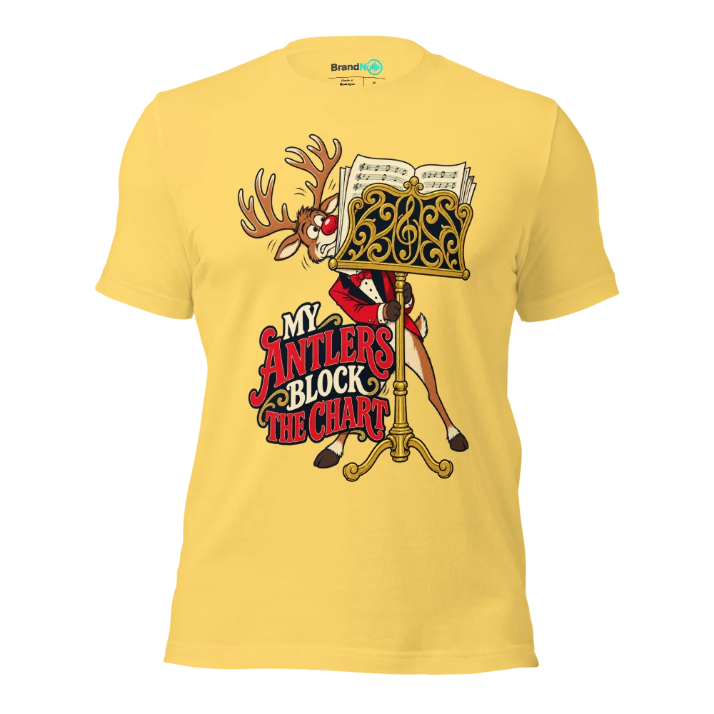 MY ANTLERS BLOCK THE CHART T Shirt Yellow Front