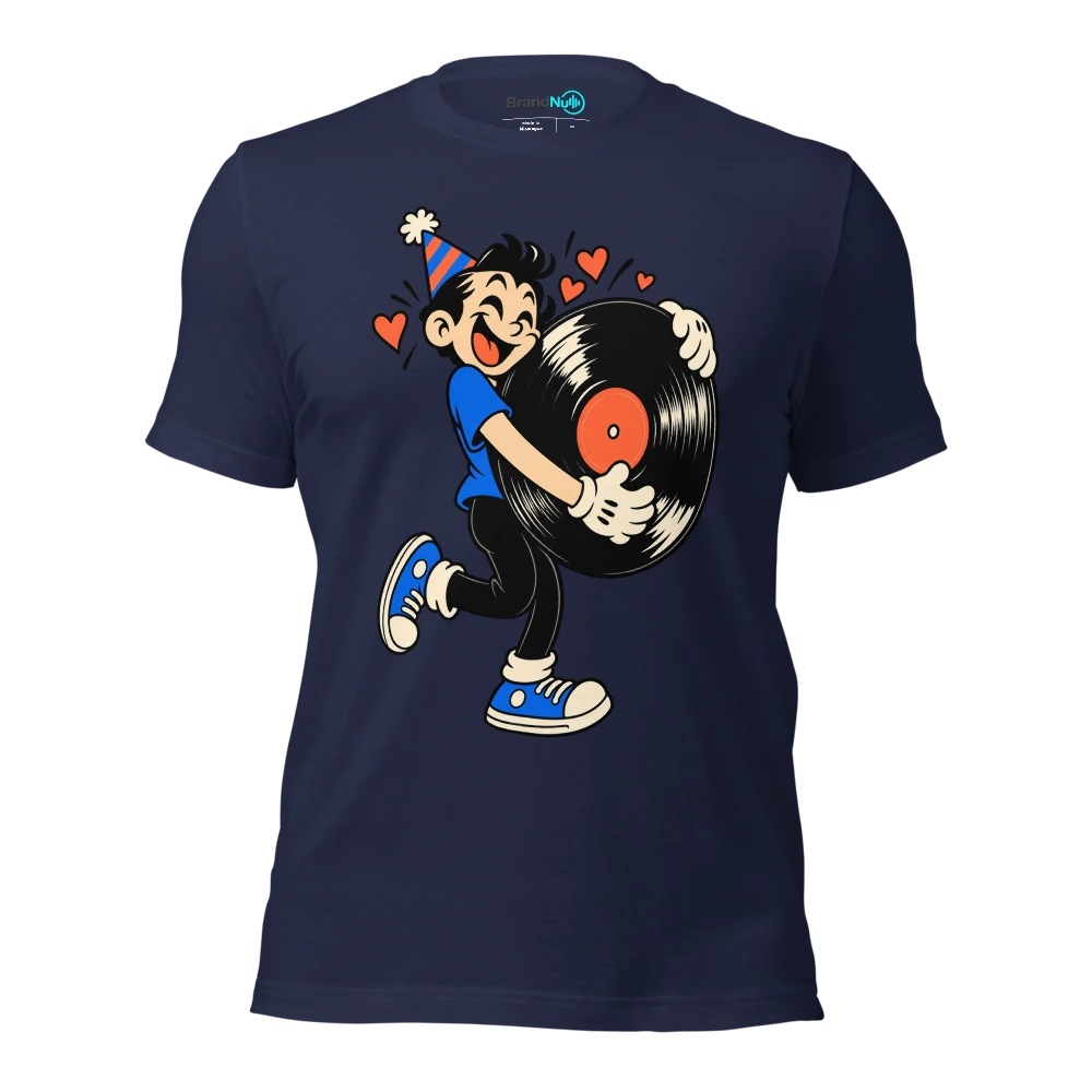 I REMEMBER WHEN THE RECORD NEEDED TWO HANDS T Shirt Navy Front