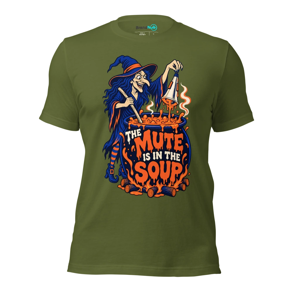 THE MUTE IS IN THE SOUP T Shirt Olive Front