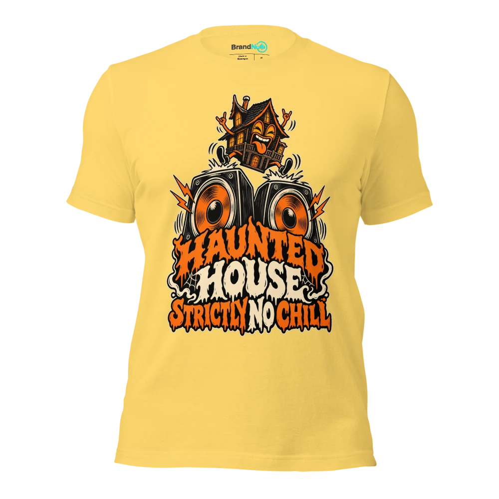 HAUNTED HOUSE STRICTLY NO CHILL T Shirt - Yellow - front - Ghost 2