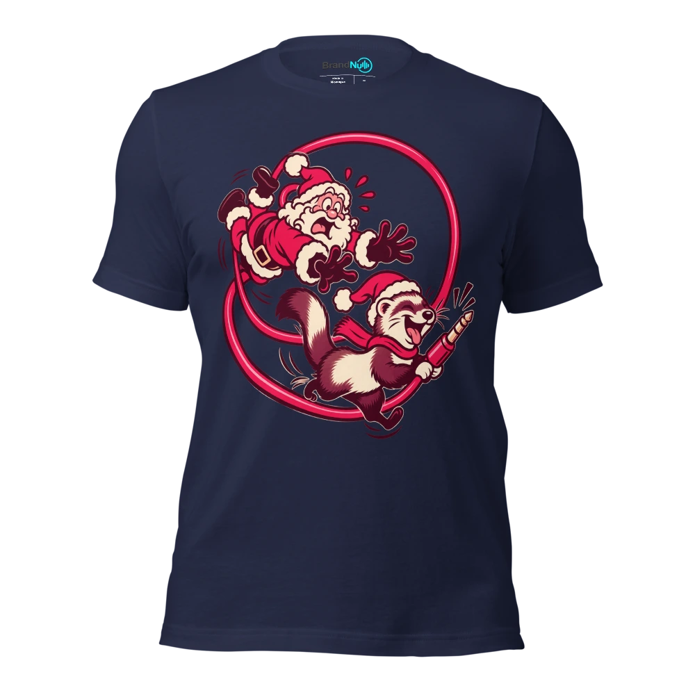 THE FESTIVE FERRET HAS STOLEN THE AUX T Shirt Navy Front