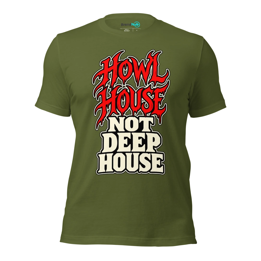 HOWL HOUSE NOT DEEP HOUSE T Shirt - Olive - front - Ghost 2