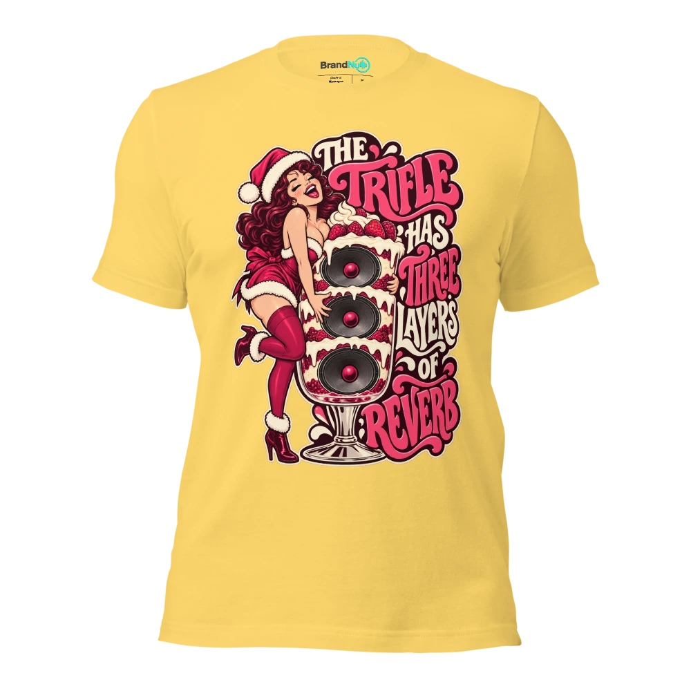 THE TRIFLE HAS THREE LAYERS OF REVERB T Shirt Yellow Front