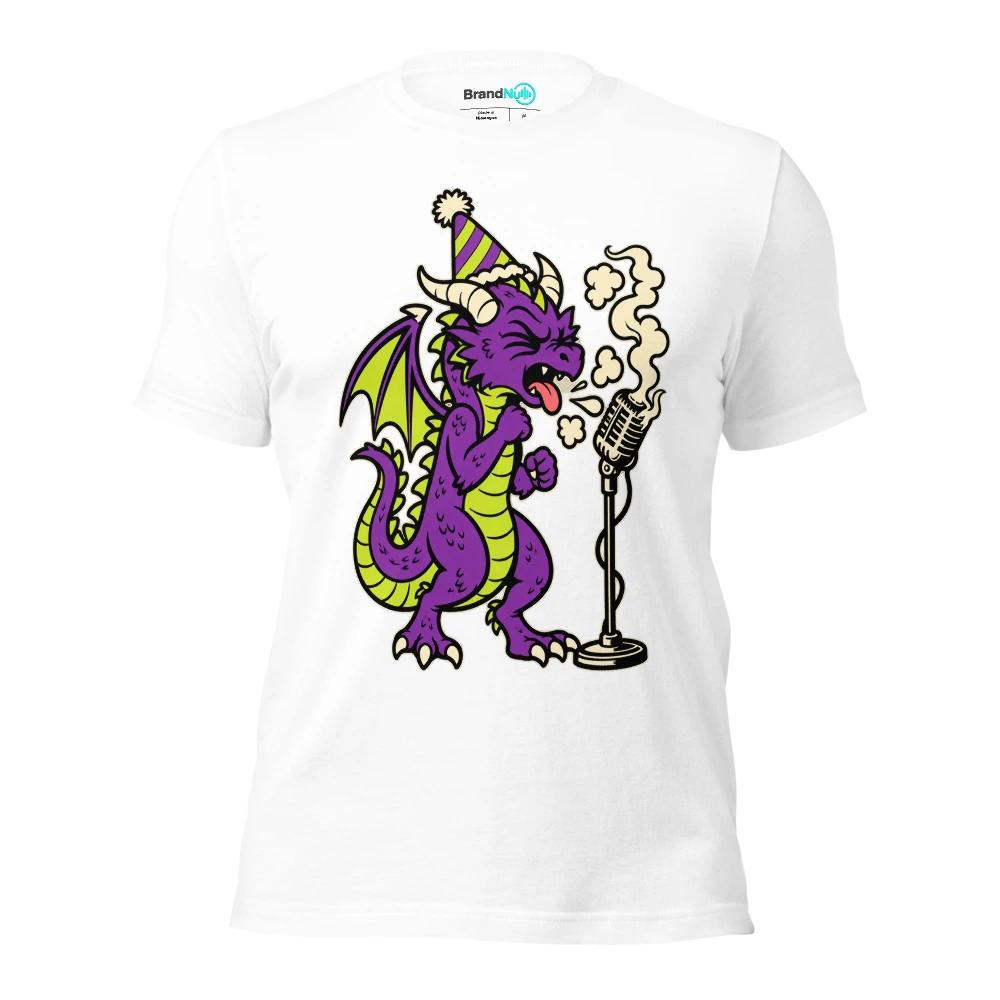 THE BIRTHDAY DRAGON HAS ADDED A SMOKY VOCAL T Shirt White Front