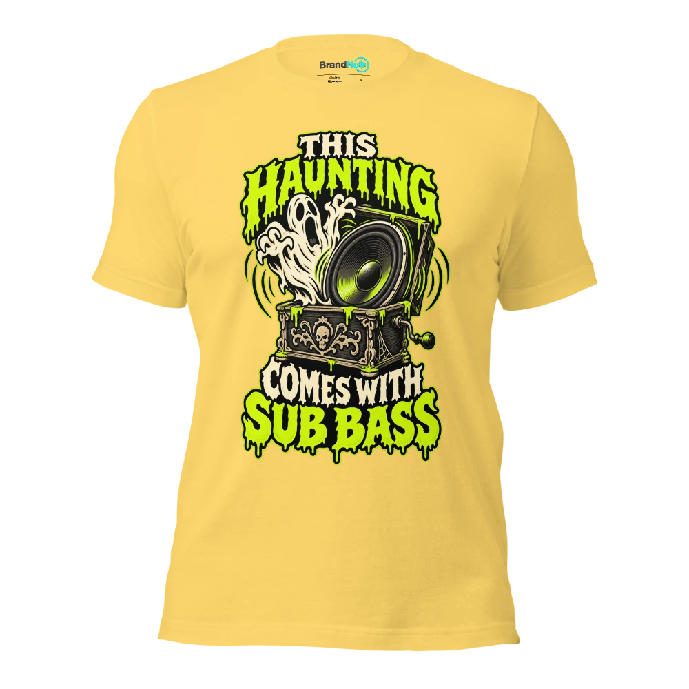 THIS HAUNTING COMES WITH SUB BASS T Shirt - Yellow - front - Ghost 2