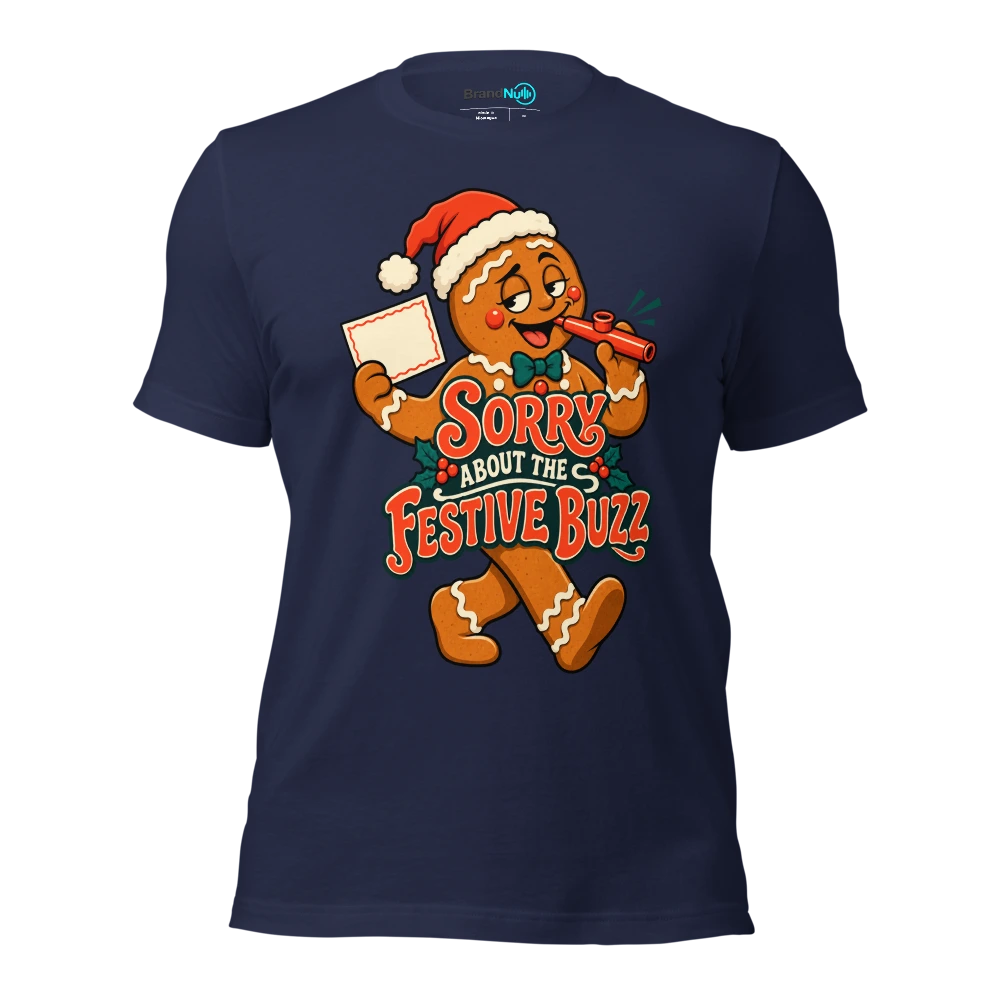 SORRY ABOUT THE FESTIVE BUZZ T Shirt Navy Front