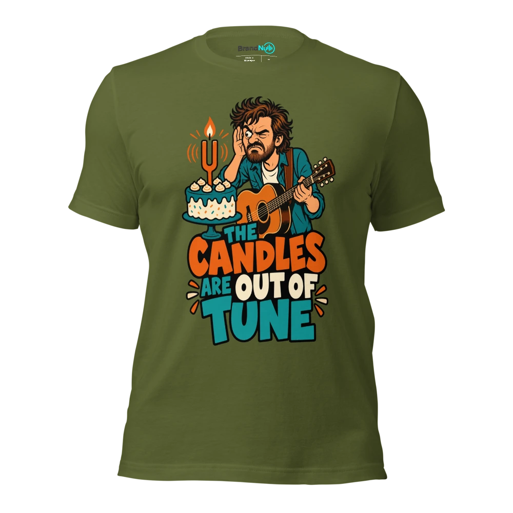 THE CANDLES ARE OUT OF TUNE T Shirt Olive Front