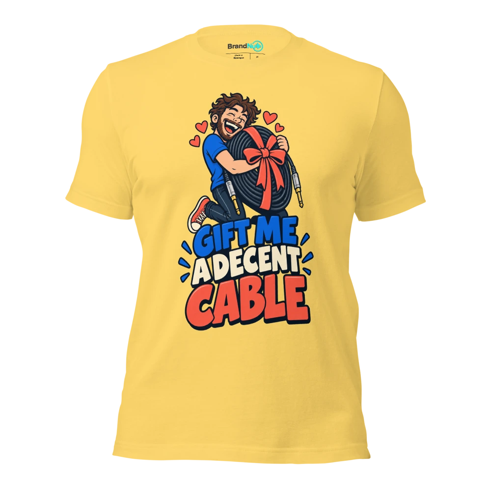 GIFT ME A DECENT CABLE T Shirt Yellow Front