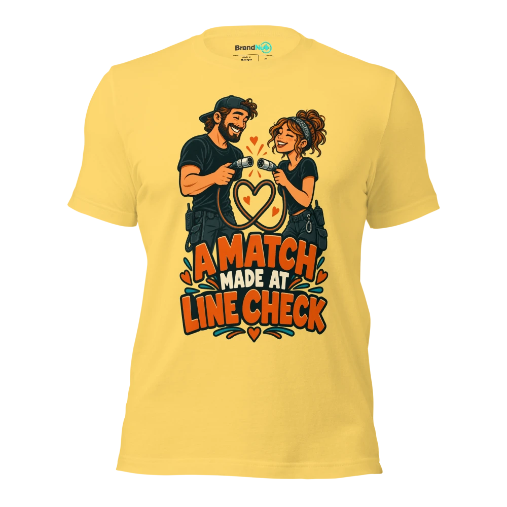 A MATCH MADE AT LINE CHECK T Shirt Yellow Front