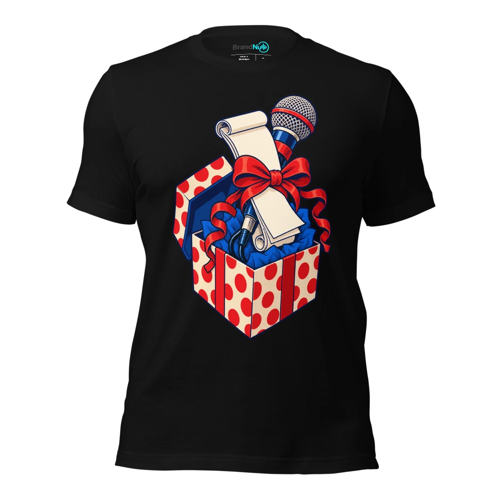 THIS GIG FEE IS A GIFT WRAPPED INVOICE PAD T Shirt Black Front