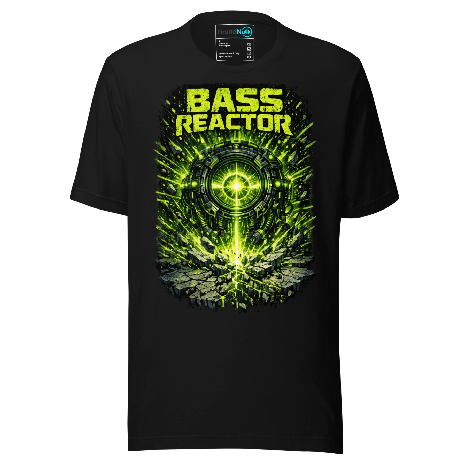 Bass Reactor Drum and Bass T Shirt Neon DnB Rave Graphic Green Screen
