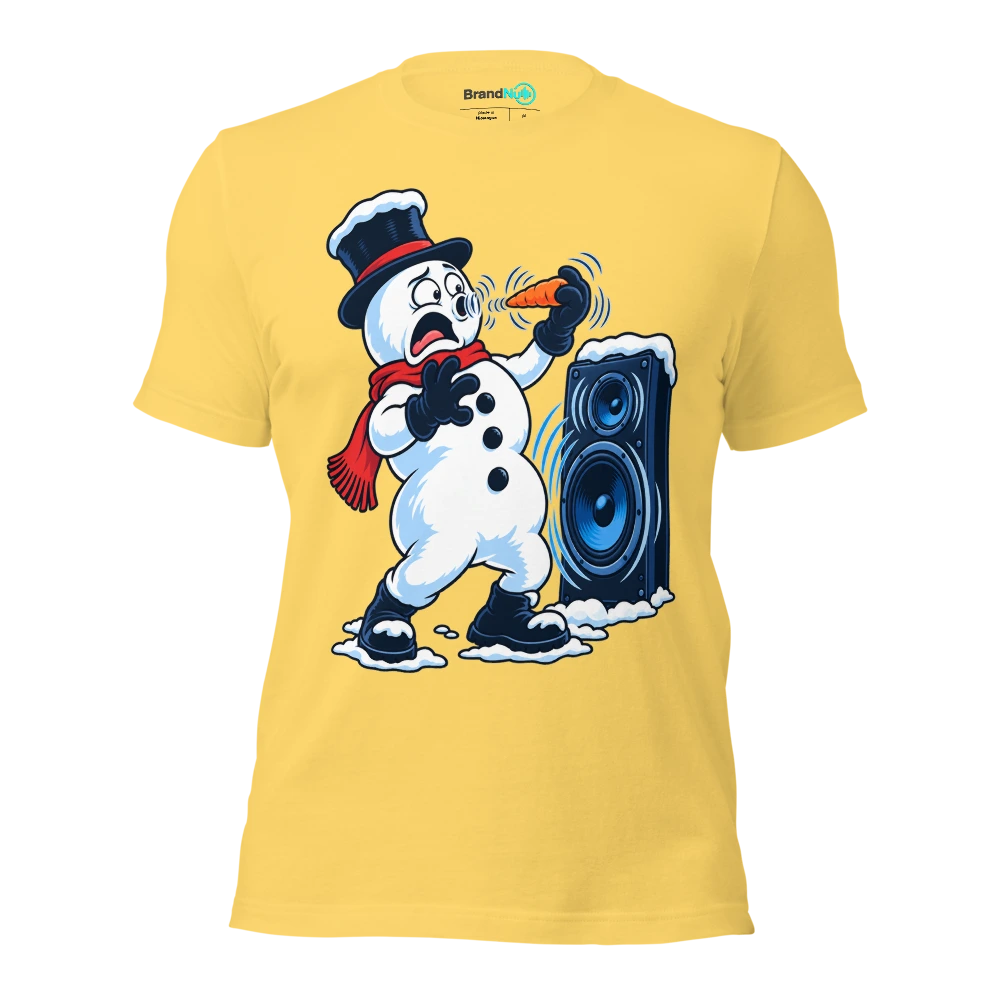 THE SNOWMAN HAS LOST HIS BASS FACE T Shirt Yellow Front