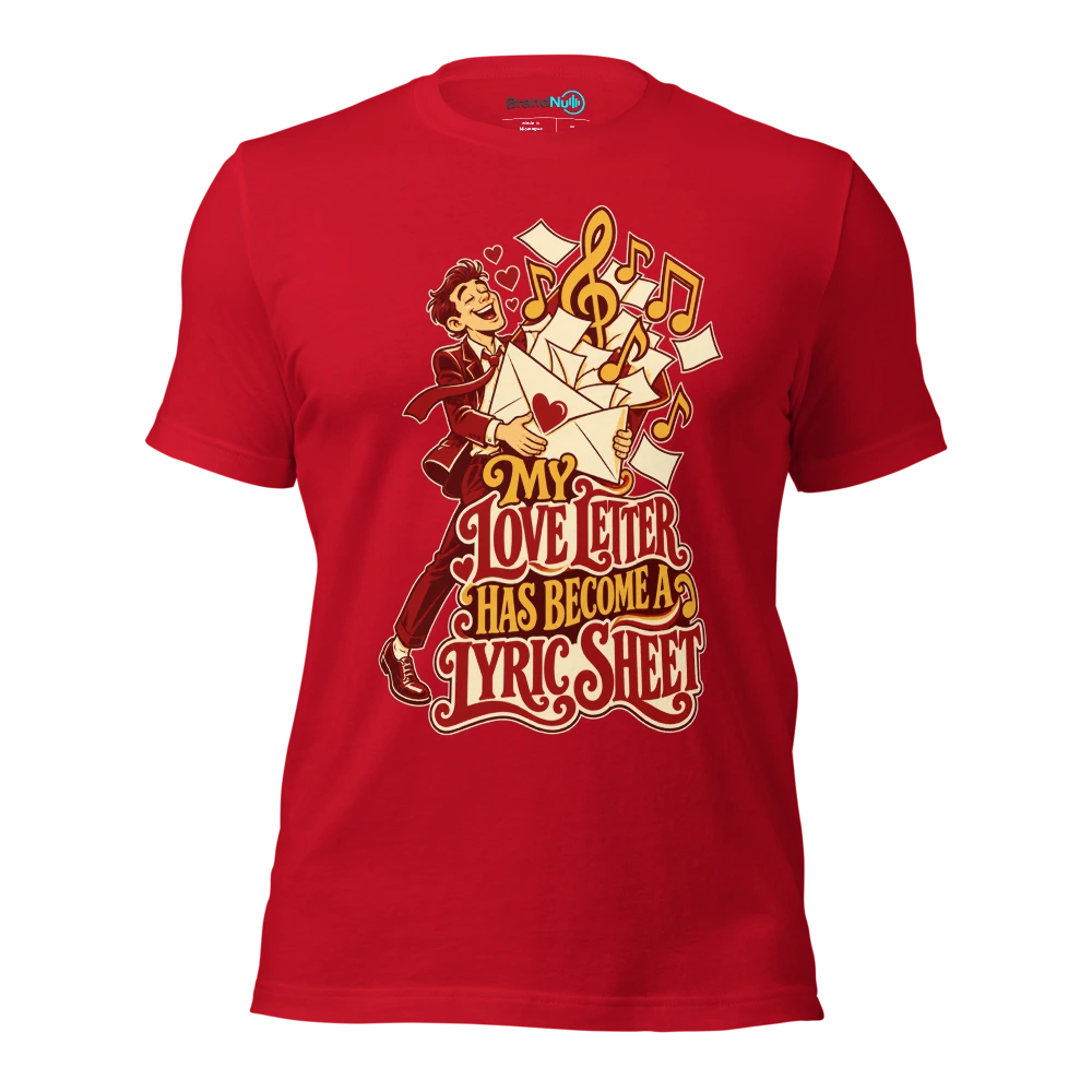 MY LOVE LETTER HAS BECOME A LYRIC SHEET T Shirt Red Front