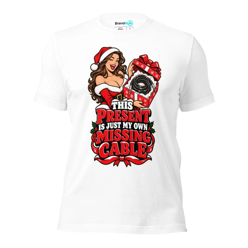 THIS PRESENT IS JUST MY OWN MISSING CABLE T Shirt White Front