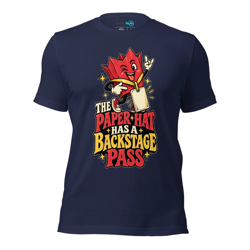 THE PAPER HAT HAS A BACKSTAGE PASS T Shirt Navy Front