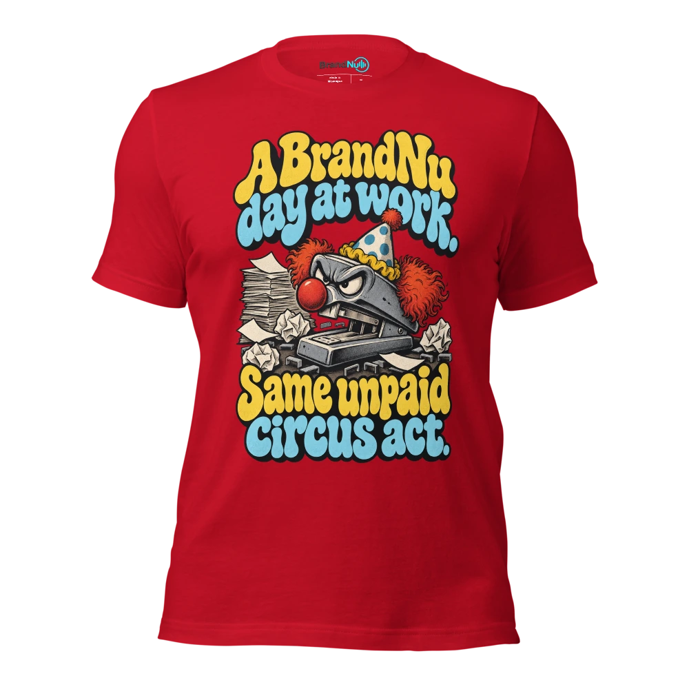 A BrandNu day at work. Same unpaid circus act T Shirt Red Front