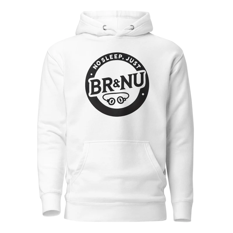 Bold BR&NU Logo Monochrome Hoodie - White