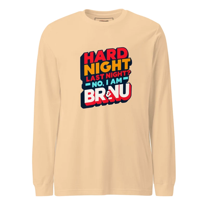 Hard Night Bold Retro Long Sleeve Tee - Sand Dune