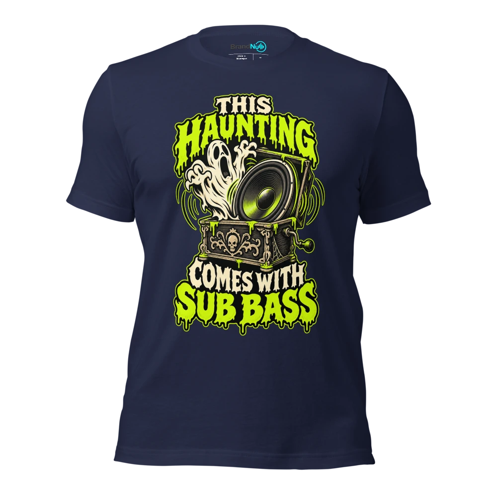 THIS HAUNTING COMES WITH SUB BASS T Shirt - Navy - front - Ghost 2