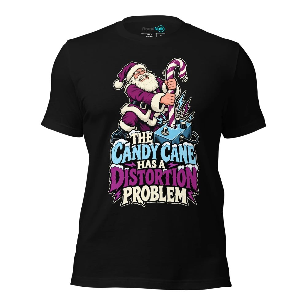 THE CANDY CANE HAS A DISTORTION PROBLEM T-SHIRT
