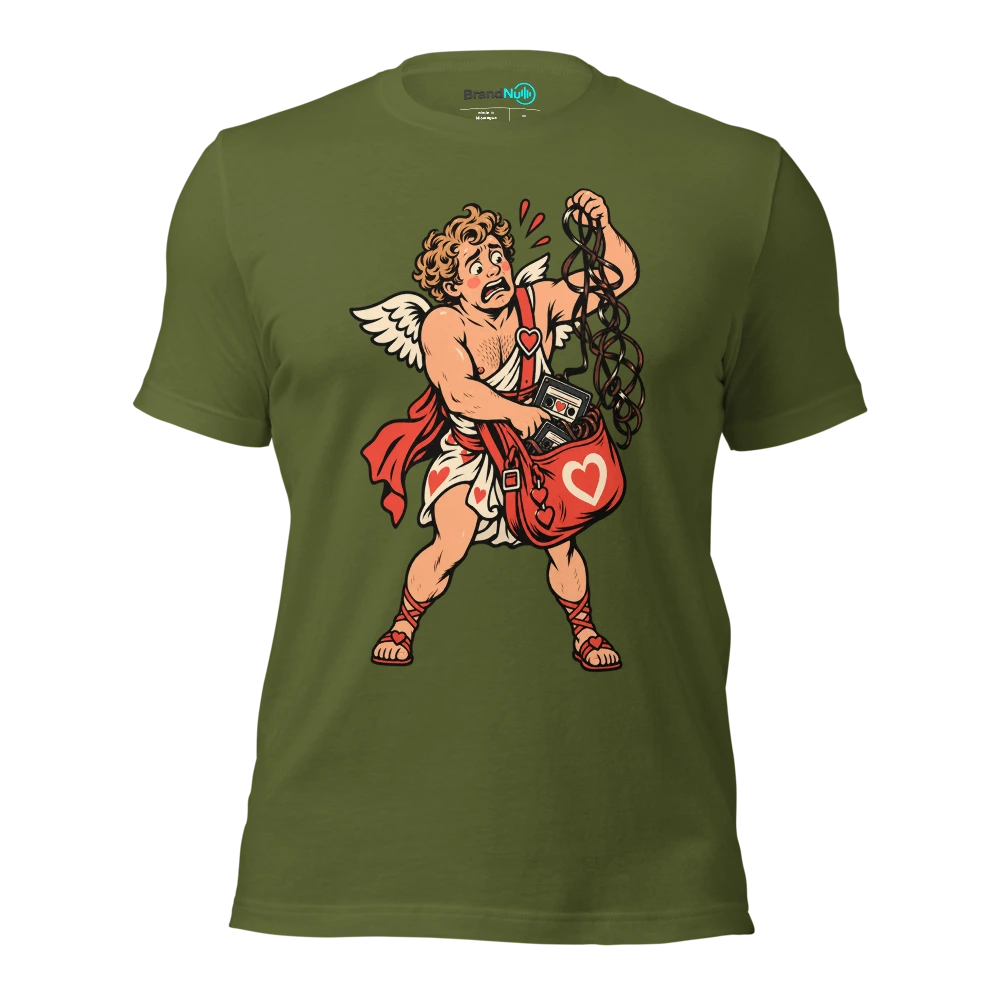 THE POSTBOX CUPID HAS LOST OUR SONG T Shirt Olive Front