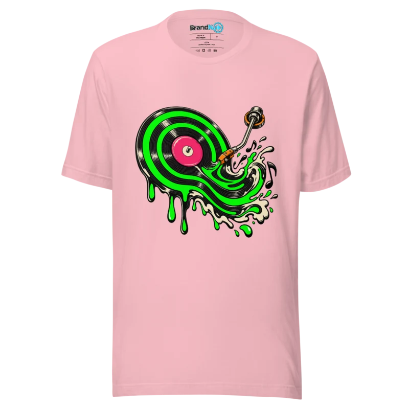 BrandNu Liquid Vinyl – Electronic Music Graphic T-Shirt - Pink