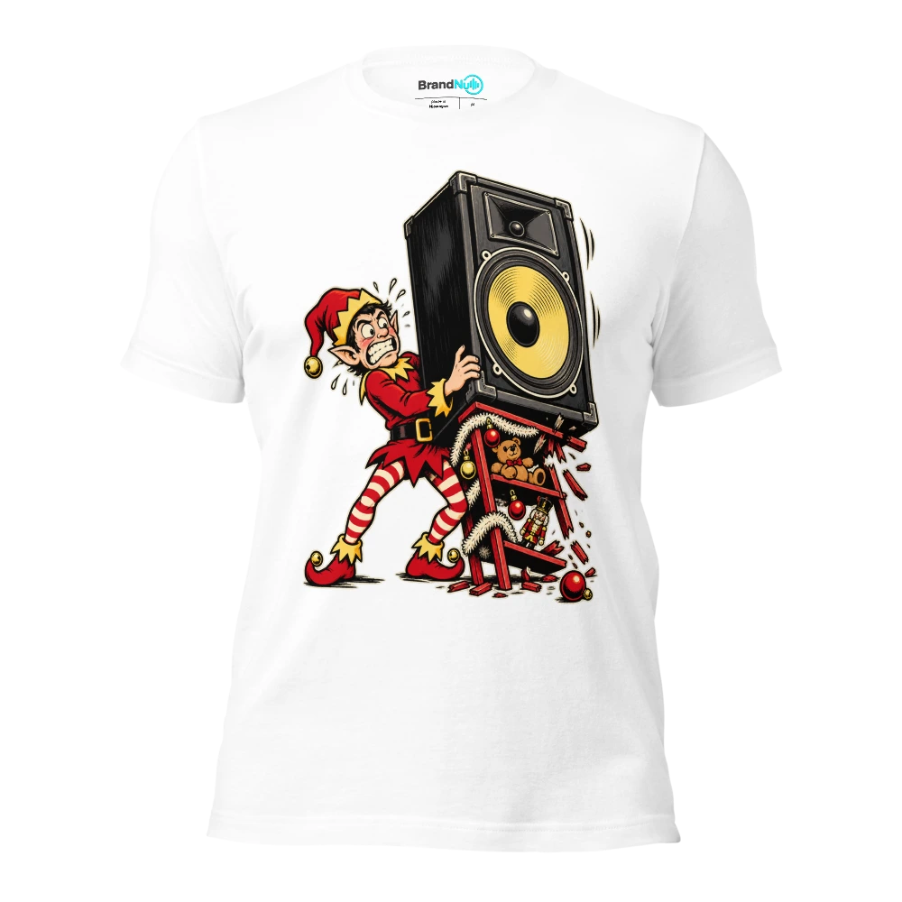THE ELF SHELF IS A SPEAKER STAND T Shirt White Front