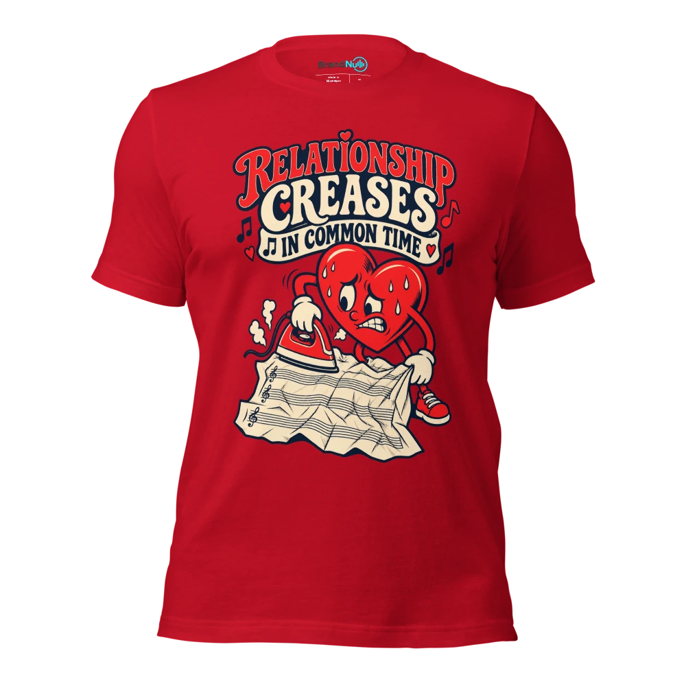 RELATIONSHIP CREASES IN COMMON TIME T Shirt Red Front