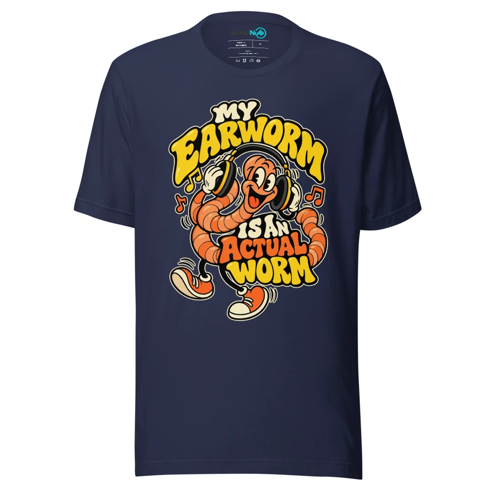 MY EARWORM IS AN ACTUAL WORM T Shirt Navy Front