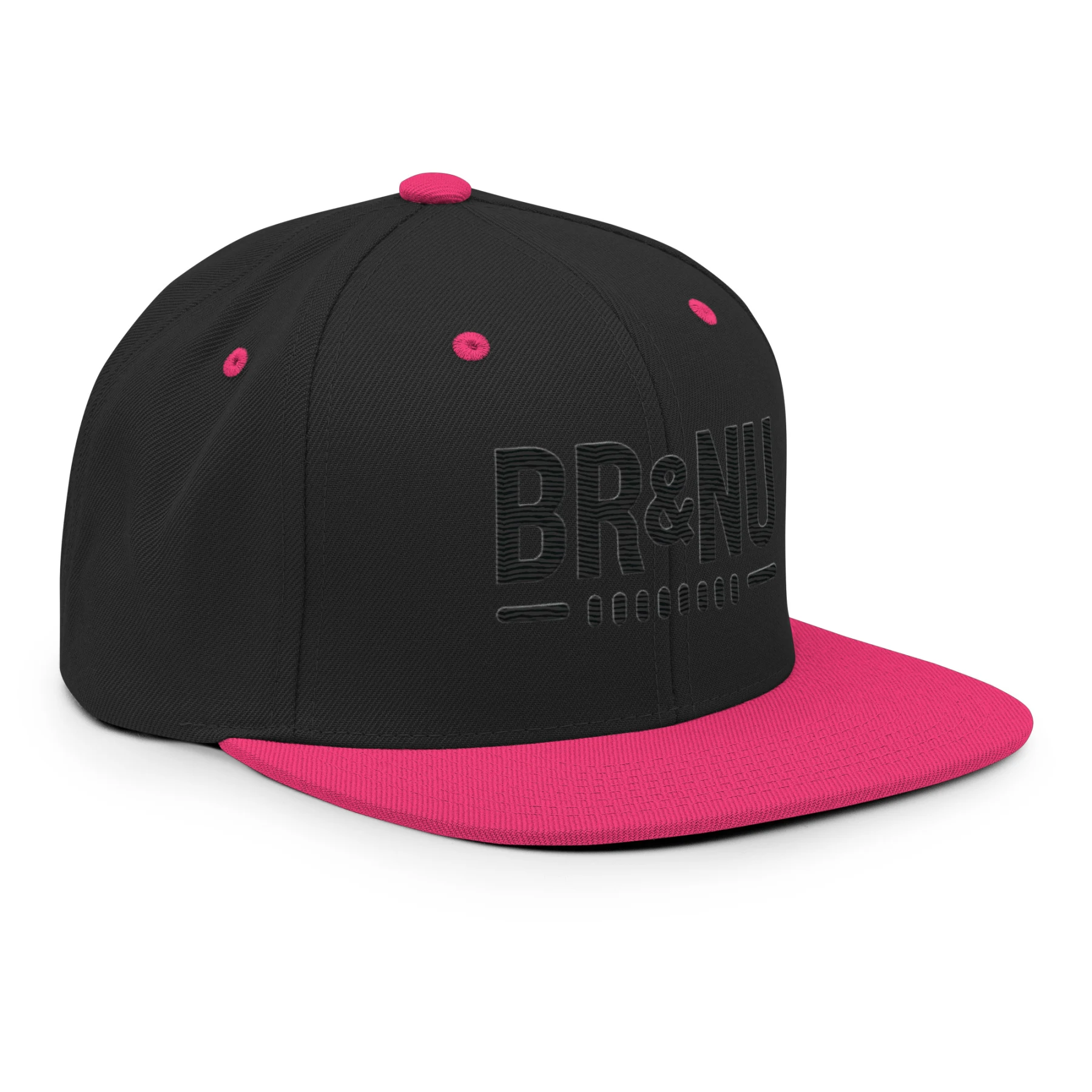Minimalist Monochrome BR&NU Logo Black Snapback
