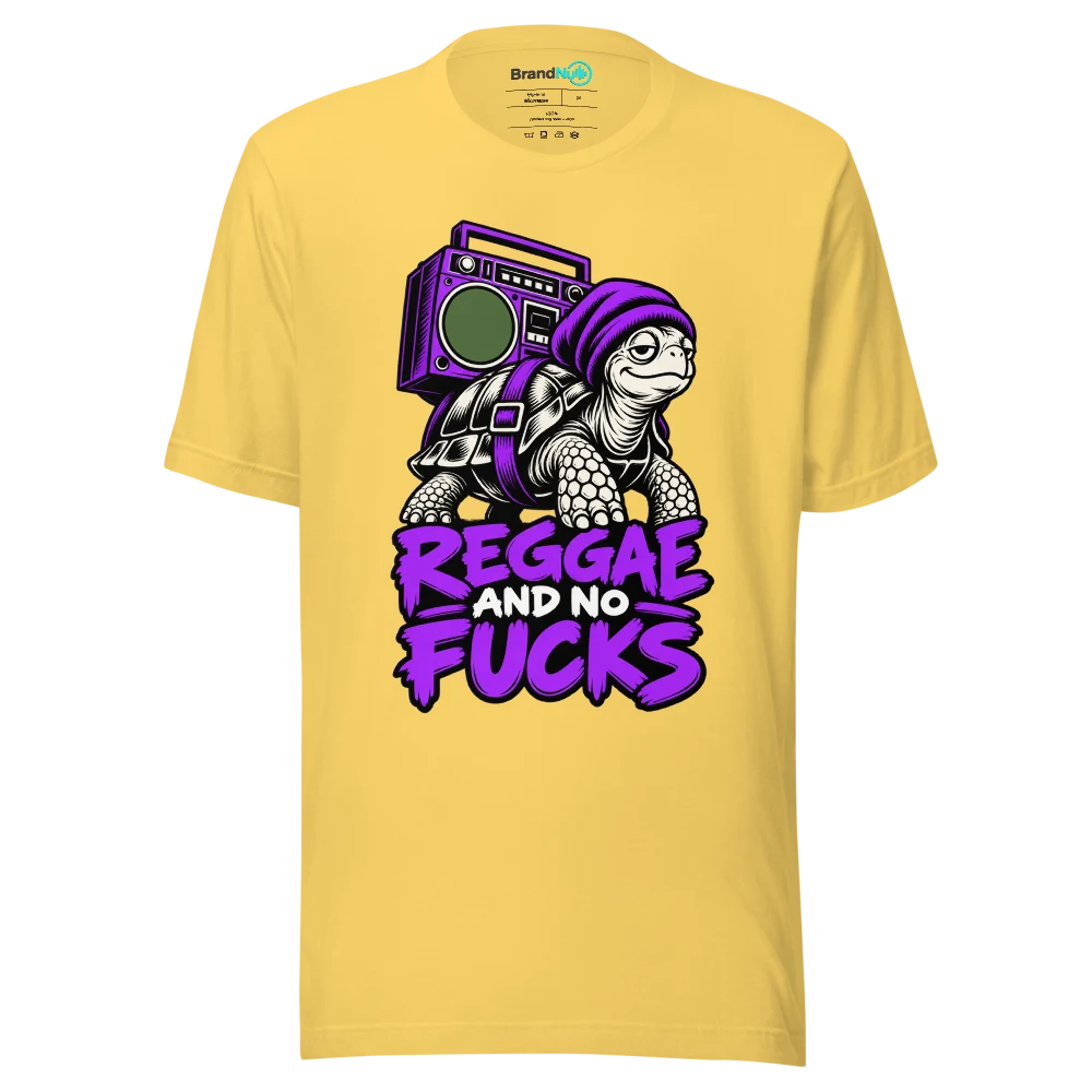 REGGAE AND NO FUCKS T Shirt Yellow Front
